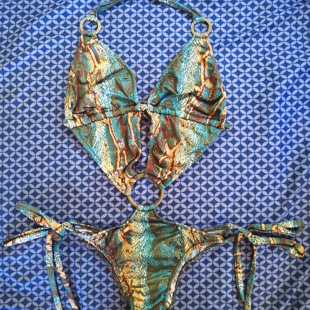 Snake Skin Monokini Swimsuit with Ruched Butt